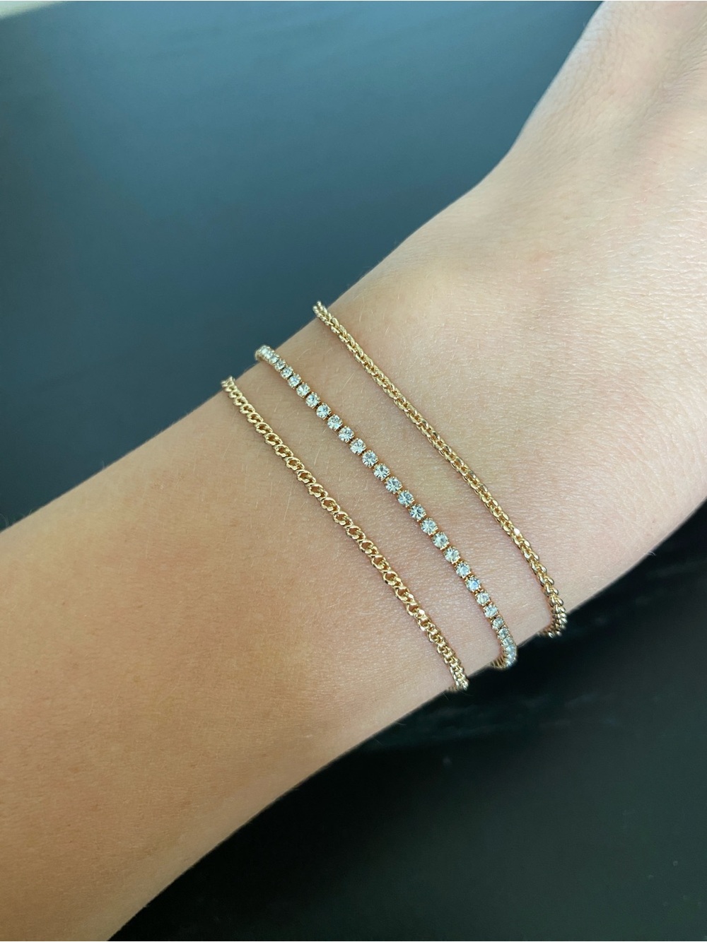 Delicate Gold and Clear Bracelet Set